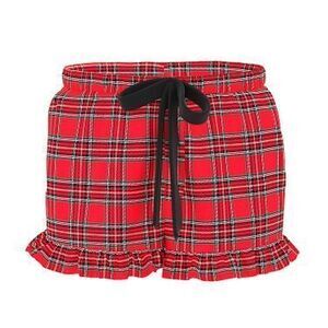 Flannel Boxy Ruﬄed Pajama Shorts